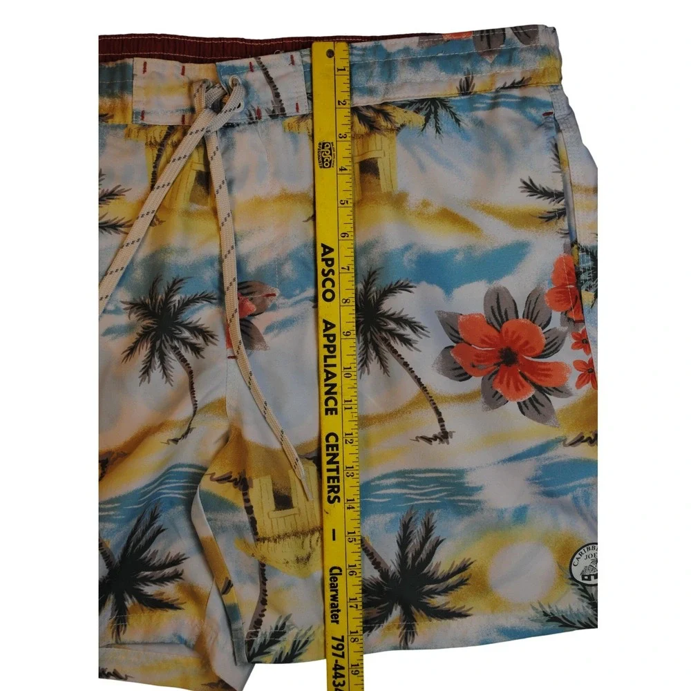 Caribbean Joe Tropical Palm Tree Hibiscus Swim Trunks Board Resort Shorts Men XL